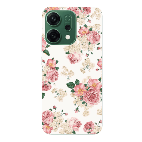 Oppo RENO 14 Pink Flowers 2 Transparent Silicone TPU Θήκη